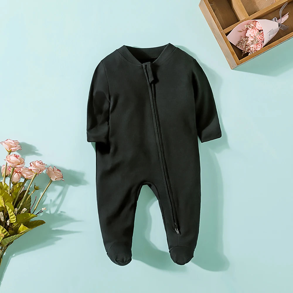 Newborn Zip-up Jumpsuit Newborn Clothes, Comfy Baby Romper 0-12Months