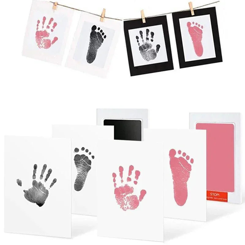 Safe Non-toxic Baby Footprints Handprint No Touch Skin Inkless Ink Pads Kits for 0-3y